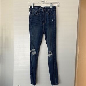 Hollister Dark Blue Distressed Skinny Jeans